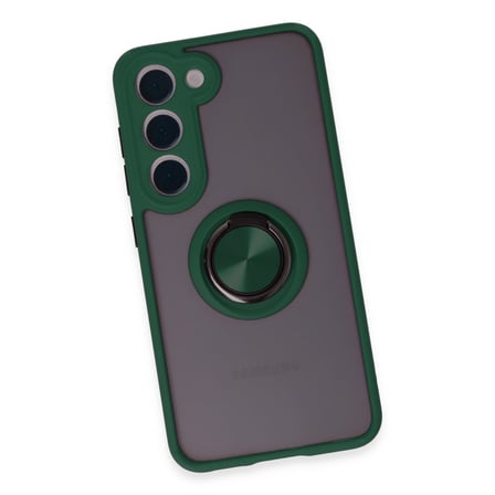 Galaxy S23 Kılıf Montreal Yüzüklü Silikon Kapak - Yeşil