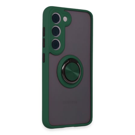 Galaxy S23 Kılıf Montreal Yüzüklü Silikon Kapak - Yeşil