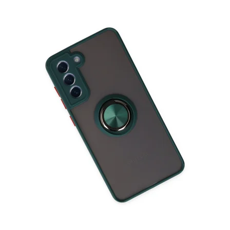 Galaxy S21 FE Kılıf Montreal Yüzüklü Silikon Kapak - Yeşil