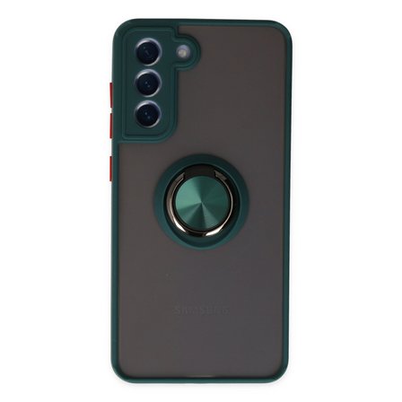 Galaxy S21 FE Kılıf Montreal Yüzüklü Silikon Kapak - Yeşil