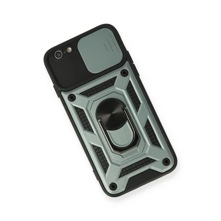 iPhone 6 Kılıf Pars Lens Yüzüklü Silikon - Yeşil