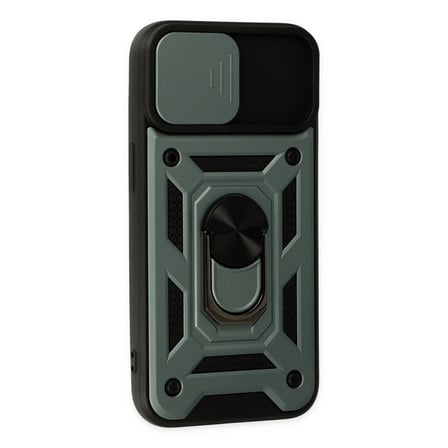 iPhone 14 Kılıf Pars Lens Yüzüklü Silikon - Yeşil