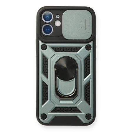 iPhone 11 Kılıf Pars Lens Yüzüklü Silikon - Yeşil