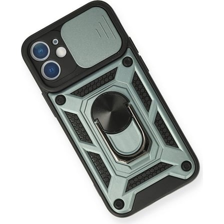 iPhone 11 Kılıf Pars Lens Yüzüklü Silikon - Yeşil