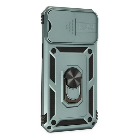 iPhone 14 Pro Max Kılıf Pars Lens Yüzüklü Silikon - Yeşil