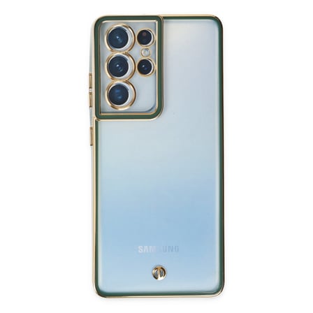 Galaxy S21 Ultra Kılıf Liva Lens Silikon - Yeşil