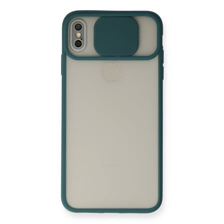 iPhone XS Max Kılıf Palm Buzlu Kamera Sürgülü Silikon - Yeşil