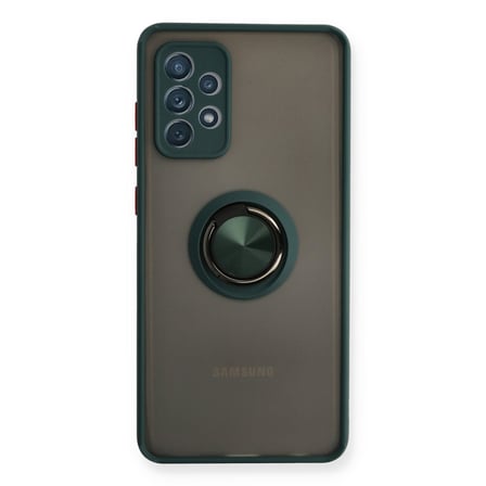 Galaxy A72 Kılıf Montreal Yüzüklü Silikon Kapak - Yeşil