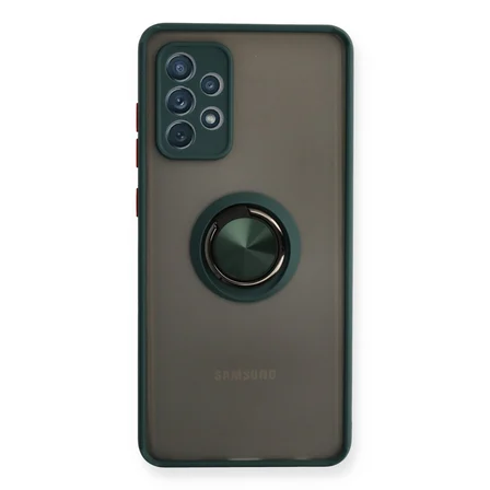 Galaxy A72 Kılıf Montreal Yüzüklü Silikon Kapak - Yeşil