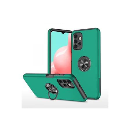 Samsung Galaxy A72 Kılıf Kapaklı Kılıf Yeşil Yüzüklü