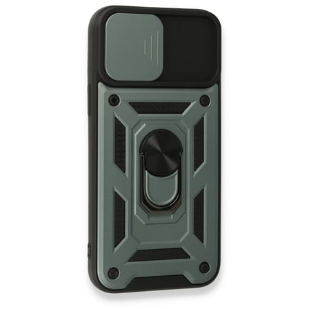iPhone 15 Pro Max Kılıf Pars Lens Yüzüklü Silikon - Yeşil