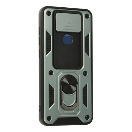 Note 9 Kılıf Pars Lens Yüzüklü Silikon - Yeşil