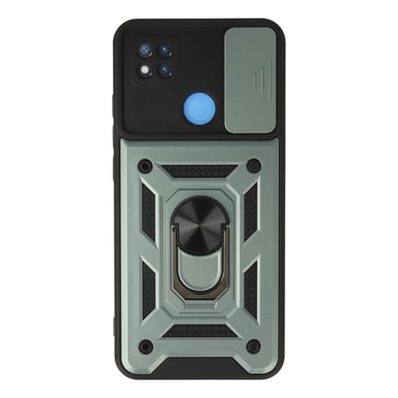 Erdo Ticaret Xiaomi Redmi 9C Kılıf Silikon Yeşil Lens Korumalı Yüzüklü