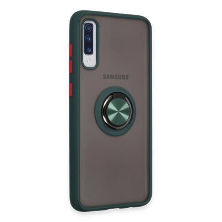 Galaxy A70 Kılıf Montreal Yüzüklü Silikon Kapak - Yeşil