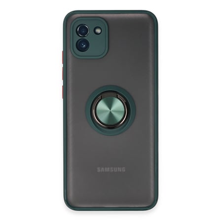 Galaxy A03 Kılıf Montreal Yüzüklü Silikon Kapak - Yeşil