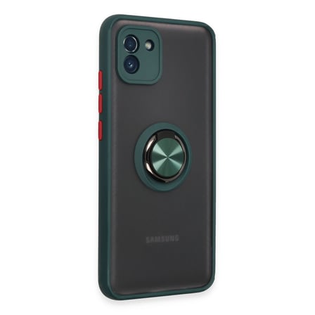 Galaxy A03 Kılıf Montreal Yüzüklü Silikon Kapak - Yeşil