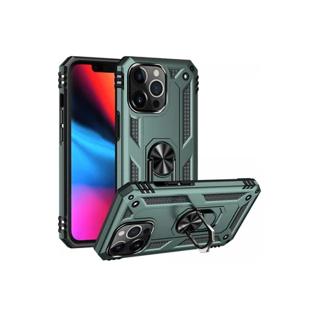 iPhone 13 Pro Max Kılıf Sofya Yüzüklü Silikon Kapak - Yeşil
