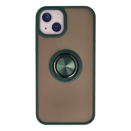 iPhone 13 Kılıf Montreal Yüzüklü Silikon Kapak - Yeşil