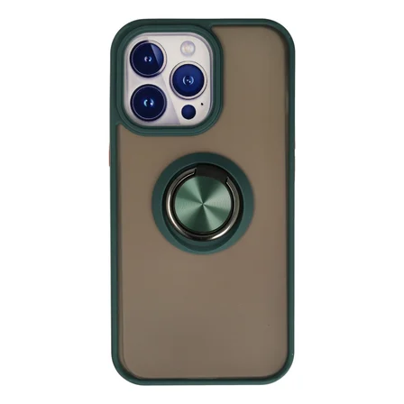 iPhone 13 Pro Kılıf Montreal Yüzüklü Silikon Kapak - Yeşil