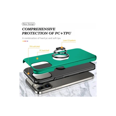 iPhone 13 Pro Kılıf Elit Yüzüklü Kapak - Yeşil
