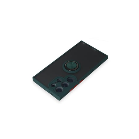 Galaxy S24 Ultra Kılıf Montreal Yüzüklü Silikon Kapak - Yeşil