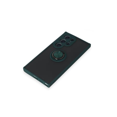 Galaxy S24 Ultra Kılıf Montreal Yüzüklü Silikon Kapak - Yeşil