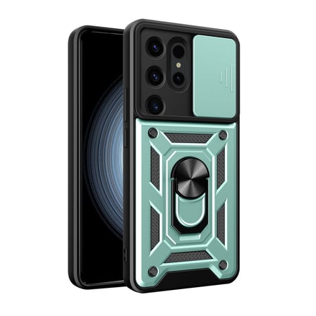 Galaxy S24 Ultra Kılıf Pars Lens Yüzüklü Silikon - Yeşil