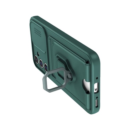 Galaxy A25 5G Kılıf Zuma Kartvizitli Yüzüklü Silikon - Yeşil