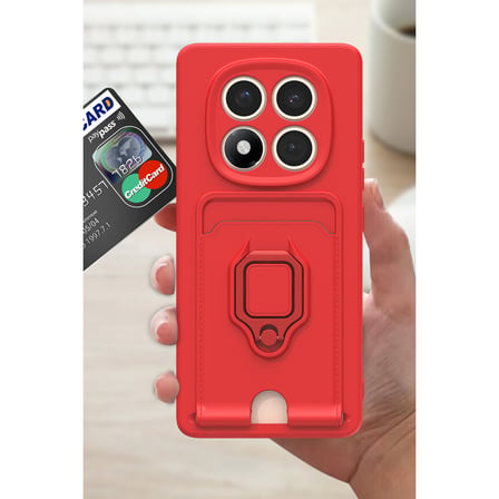 Redmi Note 14 Pro Plus Kılıf Zuma Kartvizitli Yüzüklü Silikon - Yeşil