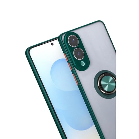 Galaxy S25 Edge Kılıf Montreal Yüzüklü Silikon Kapak - Yeşil