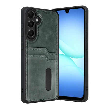 Galaxy A17 5G Sara Kartvizitli Deri Kılıf - Yeşil