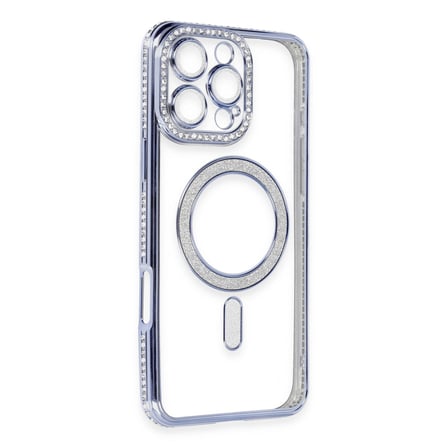 iPhone 16 Pro Kılıf Joke Simli Magneticsafe Kılıf - Mavi