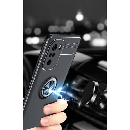 Poco F3 Kılıf Range Yüzüklü Silikon - Mavi