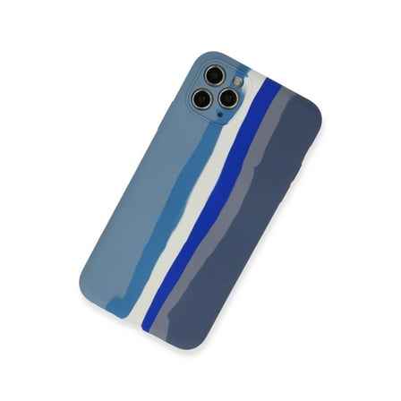 iPhone 11 Pro Kılıf Ebruli Lansman Silikon - Mavi-Gri