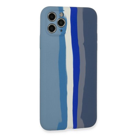 iPhone 11 Pro Kılıf Ebruli Lansman Silikon - Mavi-Gri