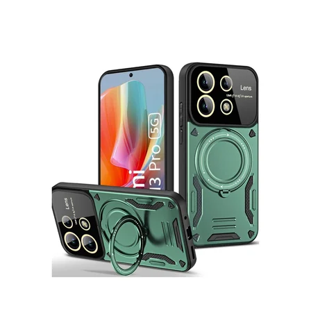 Redmi Note 13 Pro 5G Kılıf Joy Lens Standlı Kapak - Koyu Yeşil
