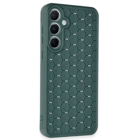 Galaxy A15 4G Kılıf Petek Silikon Kapak - Koyu Yeşil