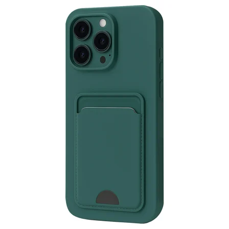 iPhone 16 Pro Max Kılıf Kelvin Kartvizitli Silikon - Koyu Yeşil