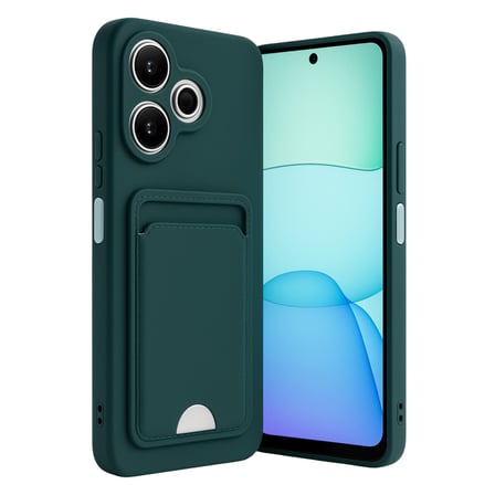 Redmi 13 4G Kılıf Kelvin Kartvizitli Silikon - Koyu Yeşil