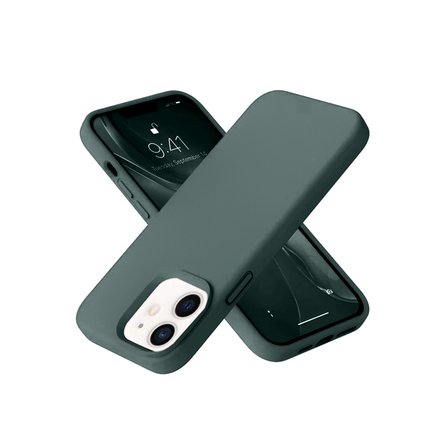 iPhone 12 Kılıf Nano içi Kadife Silikon - Koyu Yeşil