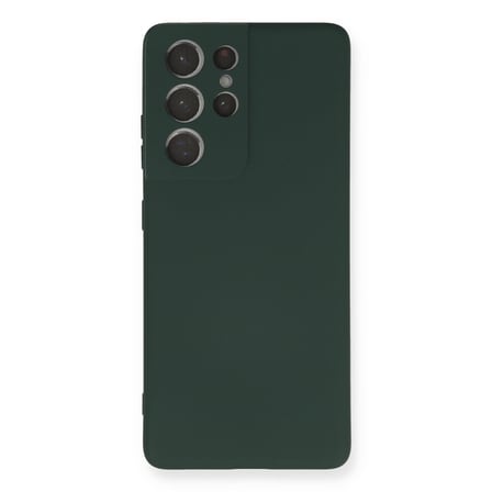 Galaxy S21 Ultra Kılıf Nano içi Kadife Silikon - Koyu Yeşil