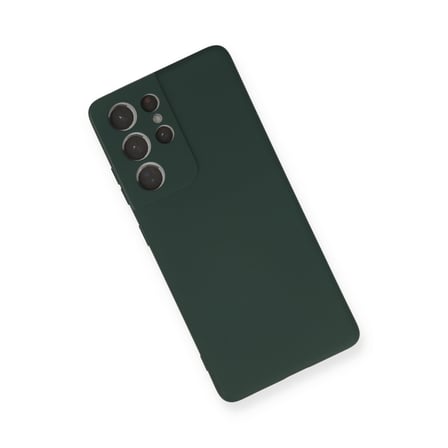 Galaxy S21 Ultra Kılıf Nano içi Kadife Silikon - Koyu Yeşil