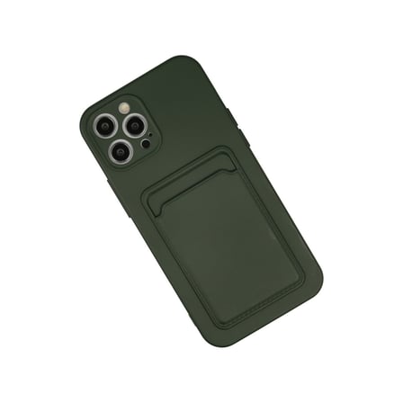 iPhone 12 Pro Max Kılıf Kelvin Kartvizitli Silikon - Koyu Yeşil