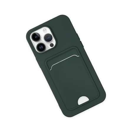 iPhone 14 Pro Kılıf Kelvin Kartvizitli Silikon - Koyu Yeşil