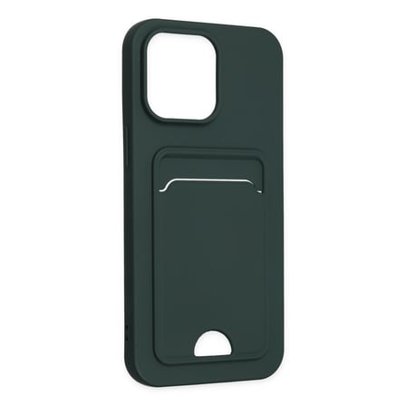 iPhone 14 Pro Kılıf Kelvin Kartvizitli Silikon - Koyu Yeşil