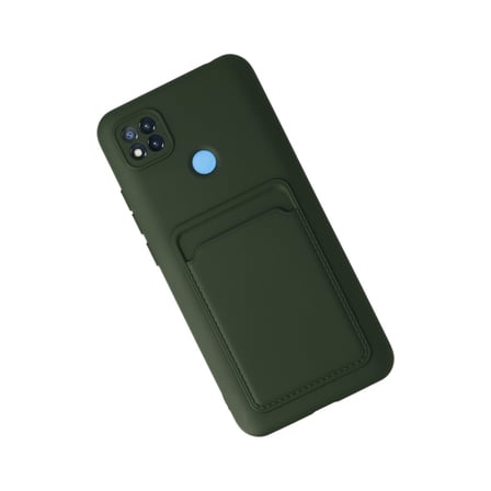 Redmi 9C Kılıf Kelvin Kartvizitli Silikon - Koyu Yeşil