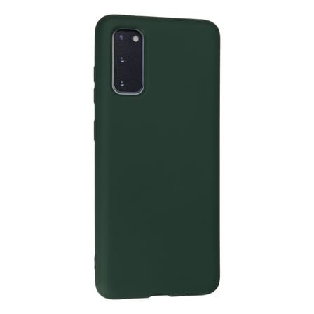 Galaxy S20 Kılıf Nano içi Kadife Silikon - Koyu Yeşil