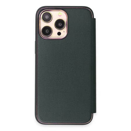 iPhone 14 Pro Kılıf Dolpin Kapaklı - Koyu Yeşil