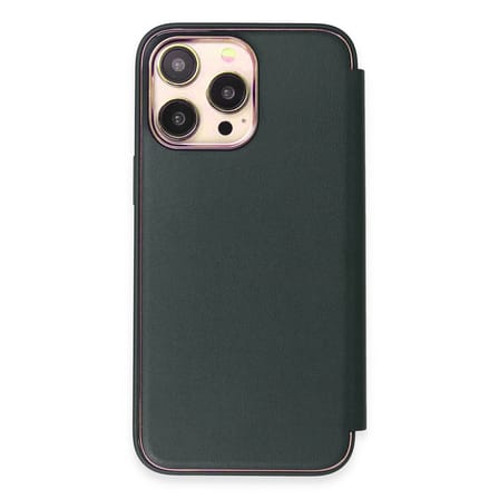 iPhone 14 Pro Max Kılıf Dolpin Kapaklı - Koyu Yeşil