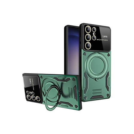 Galaxy S25 Ultra Kılıf Joy Lens Standlı Kapak - Koyu Yeşil